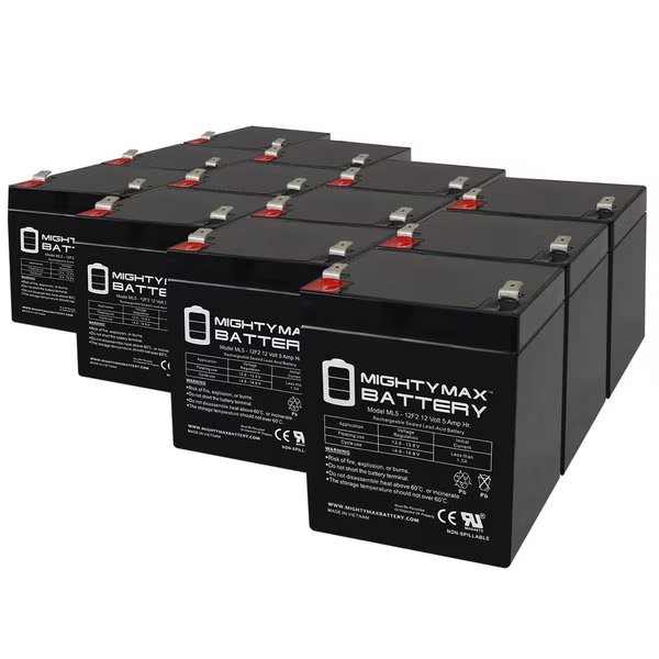 12V 5Ah F2 SLA Battery Replaces Lionville Systems 624D Drug Cart - 12PK, Mighty Max Battery, Mfr#: MAX3980944